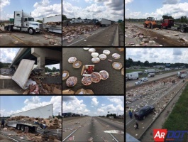 Több ezer pizza szóródott szét egy arkansasi autópályán