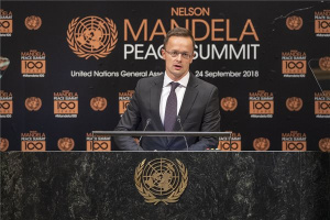Szijjártó Péter felszólalt a Nelson Mandela béke-világtalálkozón New Yorkban