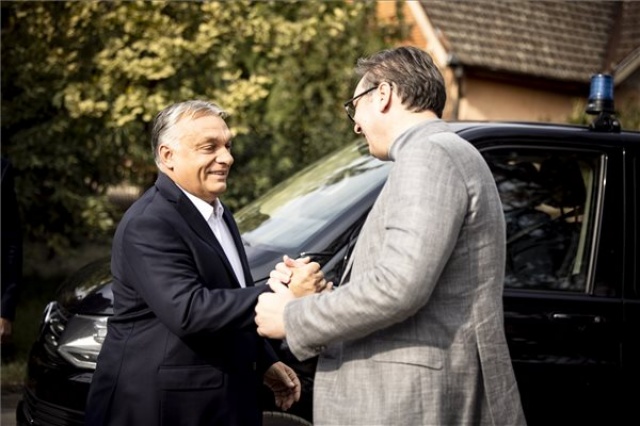 Orbán Viktor és Aleksandar Vucic szerb elnök Horgoson 