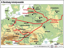 A Barátság kőolajvezeték (térkép)