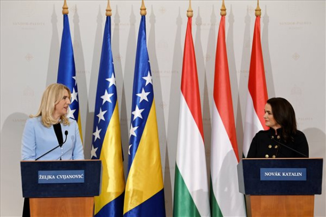 Novák Katalin fogadta Zeljka Cvijanovicot, Bosznia-Hercegovina Államelnökségének soros elnökét
