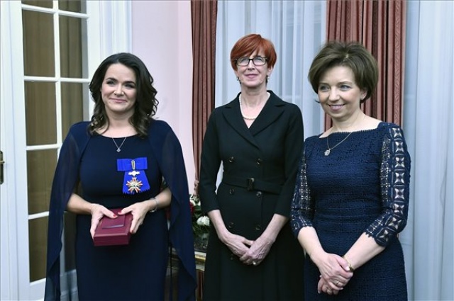 Rangos lengyel kitüntetést kapott Novák Katalin