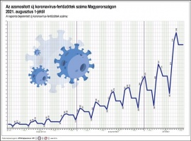 Az azonosított új koronavírus-fertőzöttek száma Magyarországon 2021. augusztus 1-jétől